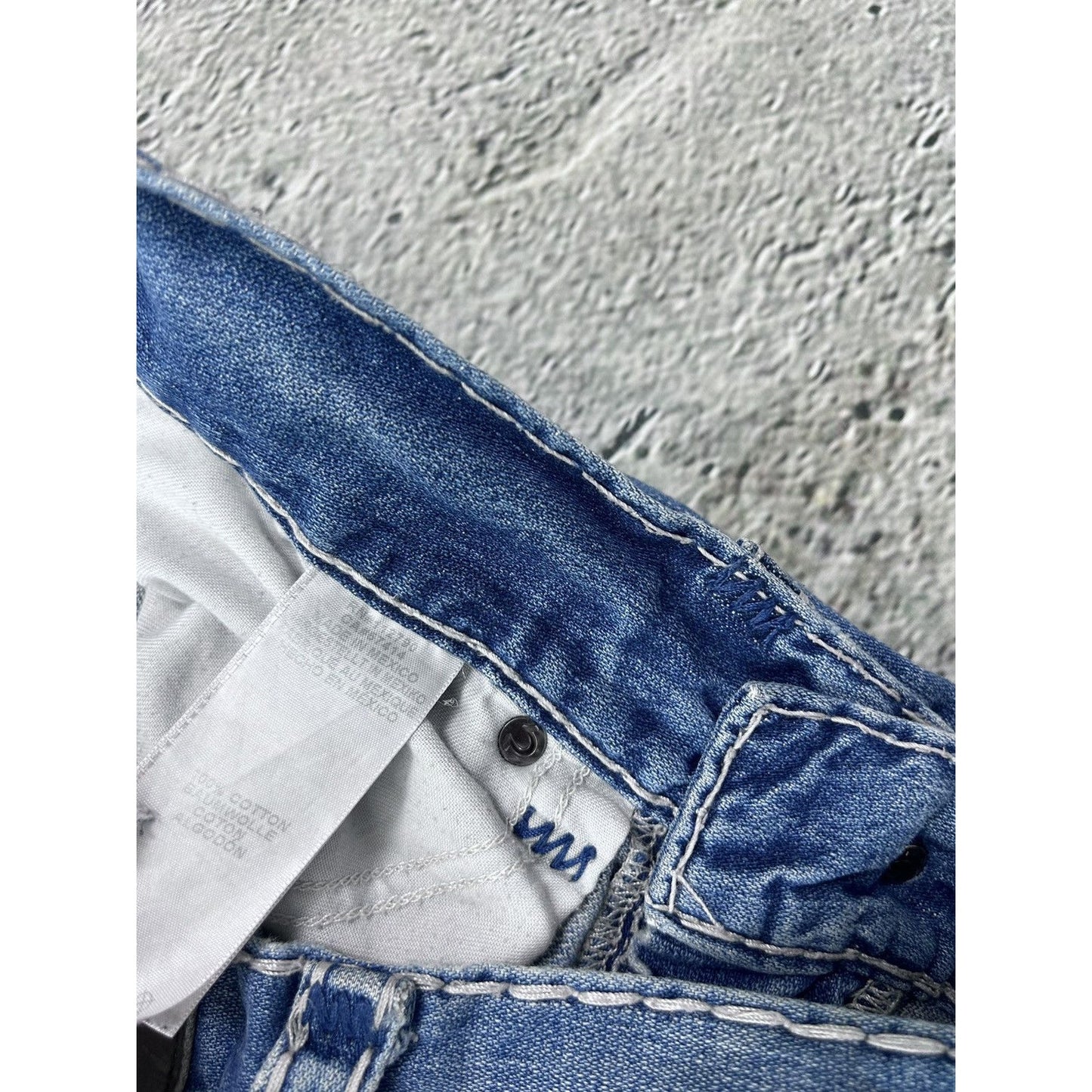 True Religion vintage jeans blue thick stitching Geno Y2K