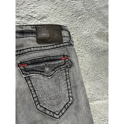 True Religion jeans grey black stitching Ricky Y2K