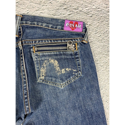 Evisu Donna jeans bootcut zip pockets white vintage