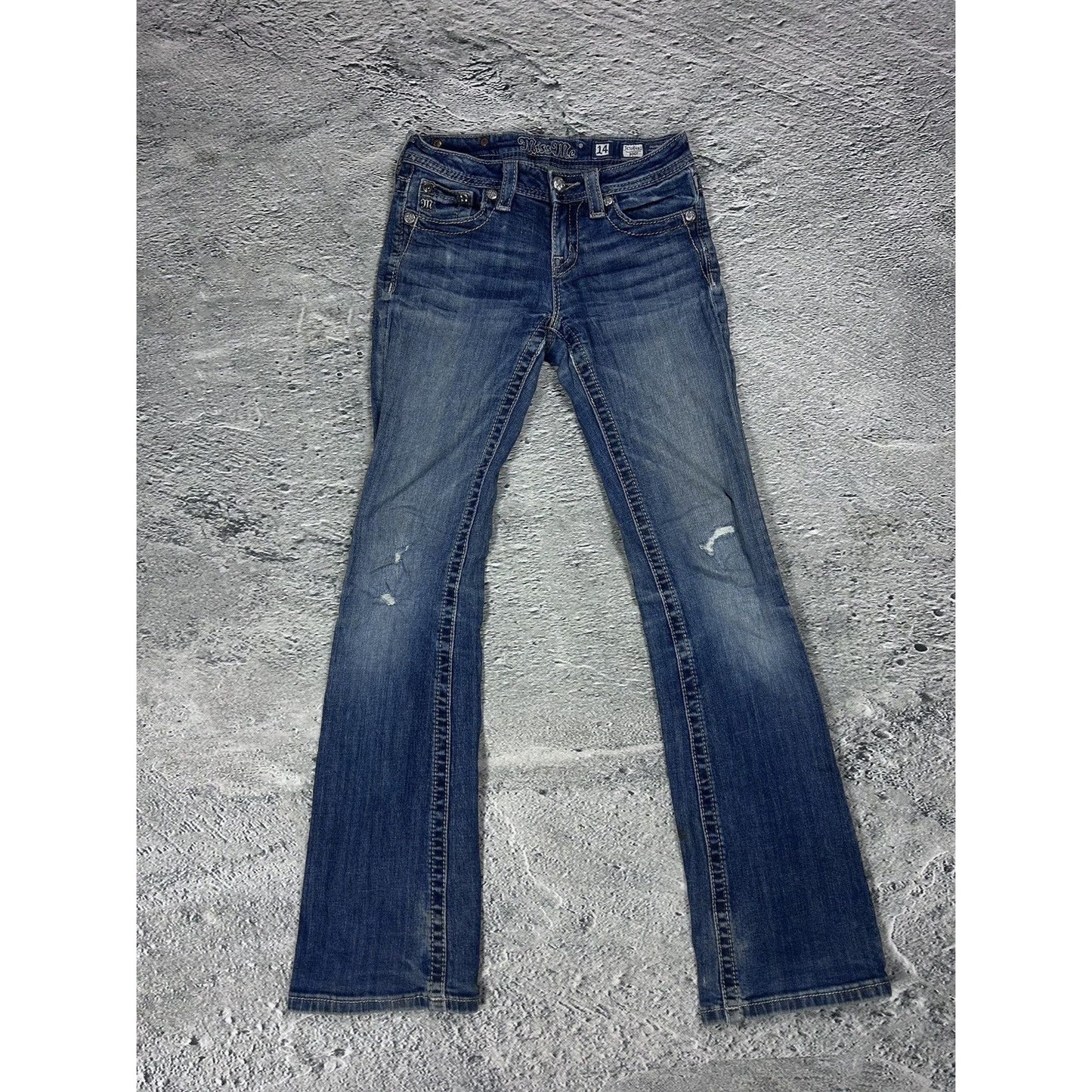 Miss Me flared bootcut white stitching denim vintage y2k