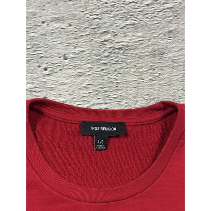 True Religion Red Crewneck big logo horseshoe Boxy