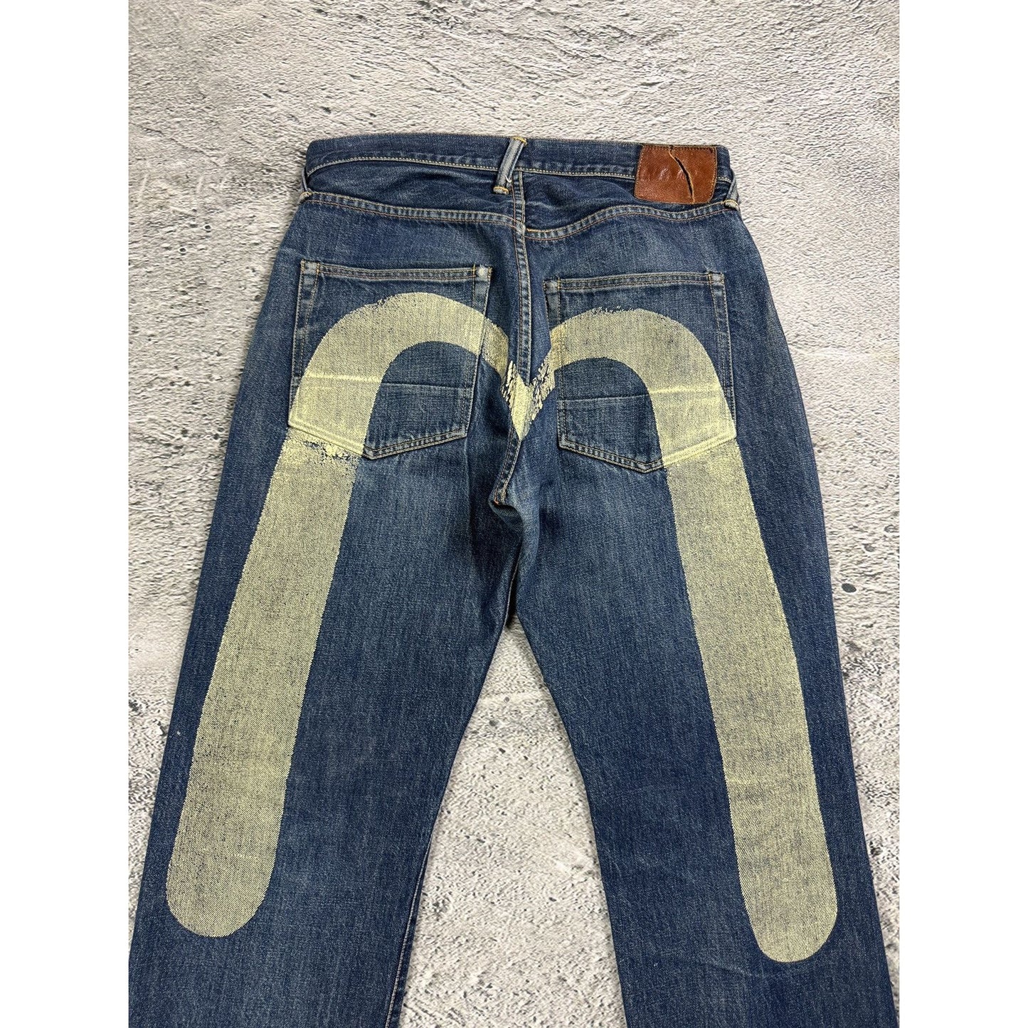 Evisu jeans white daicock big logo blue selvedge denim