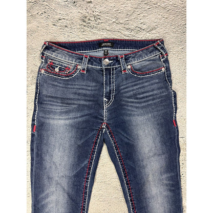 True Religion jeans skinny rhinestones red white stitch