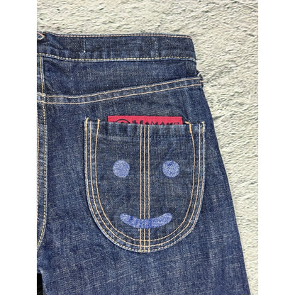 Evisu Yamane jeans bootcut navy vintage smiley face gull