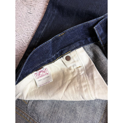 Evisu Genes jeans vintage raw denim blue painted seagull Y2K