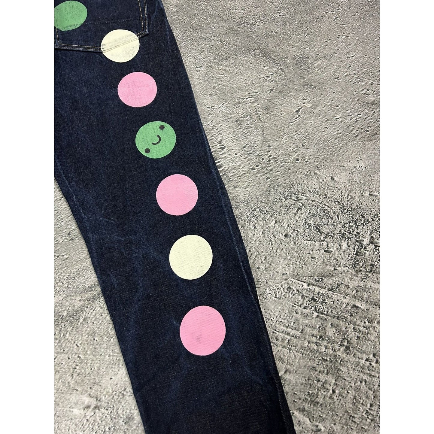 Evisu jeans daicock big logo smile face selvedge denim