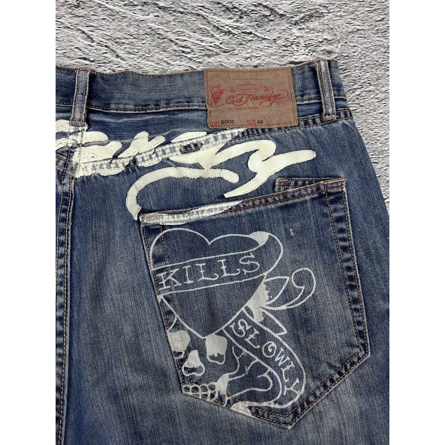 Ed Hardy Christian Audigier vintage jeans big logo pants