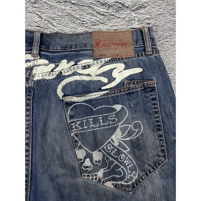 Ed Hardy Christian Audigier vintage jeans big logo pants