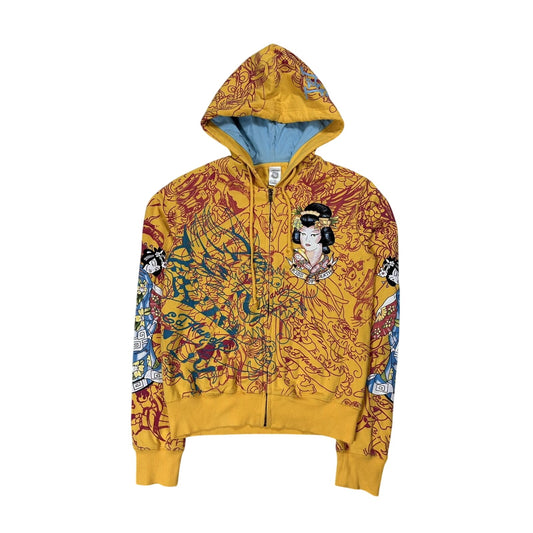 Ed Hardy zip hoodie yellow vintage Y2K Christian Audigier