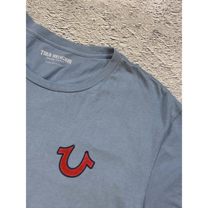 True Religion T-shirt big logo buddha blue red