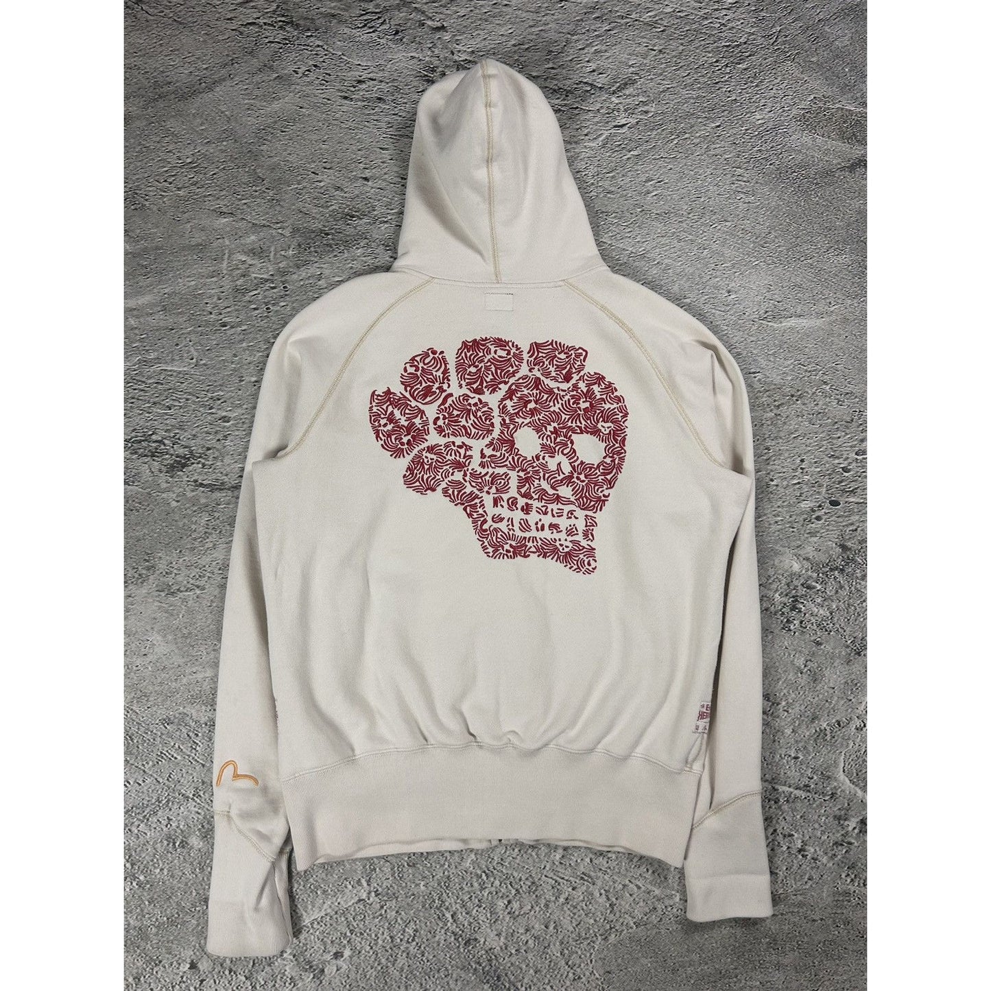 Evisu zip hoodie white red vintage big logo skull Y2K
