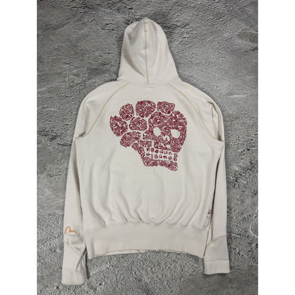 Evisu zip hoodie white red vintage big logo skull Y2K
