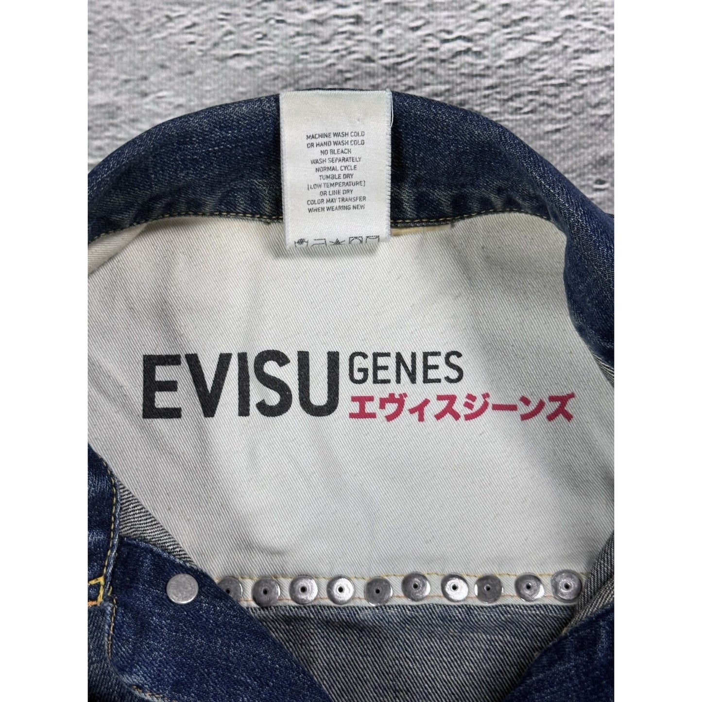 Evisu denim vest studded jacket blue
