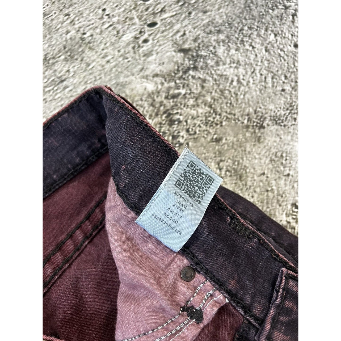True Religion vintage jeans burgundy red thick stitching Y2K