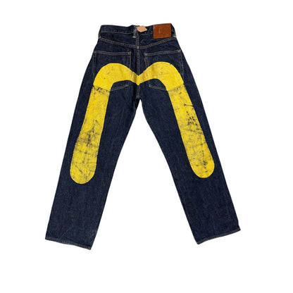 Evisu jeans daicock big logo yellow selvedge denim Japan