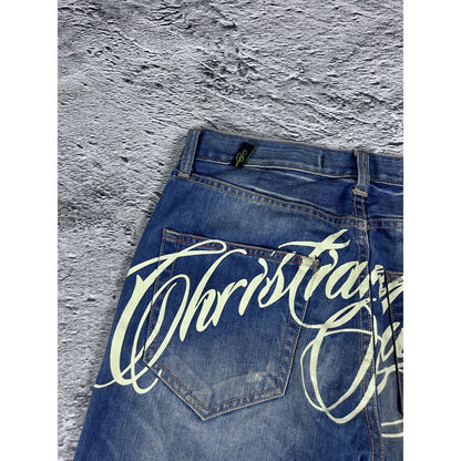 Ed Hardy Christian Audigier vintage jeans big logo pants