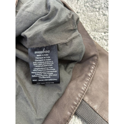 Muubaa Leather Jacket brown smoke grey avant garde