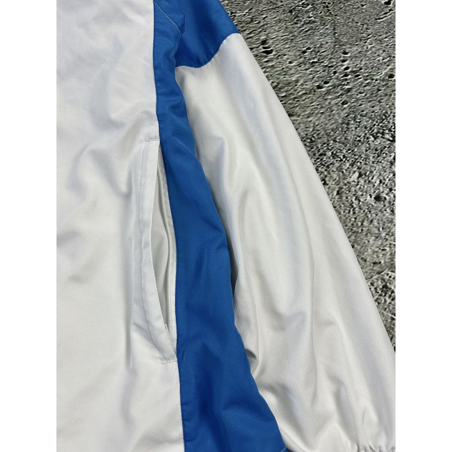 Lacoste track jacket white blue vintage nylon drill Y2K