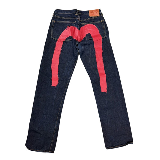 Evisu jeans daicock big logo red selvedge denim Y2K