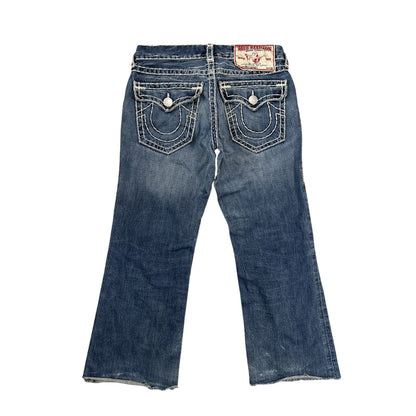 True Religion blue jeans white thick stitching Billy Super T
