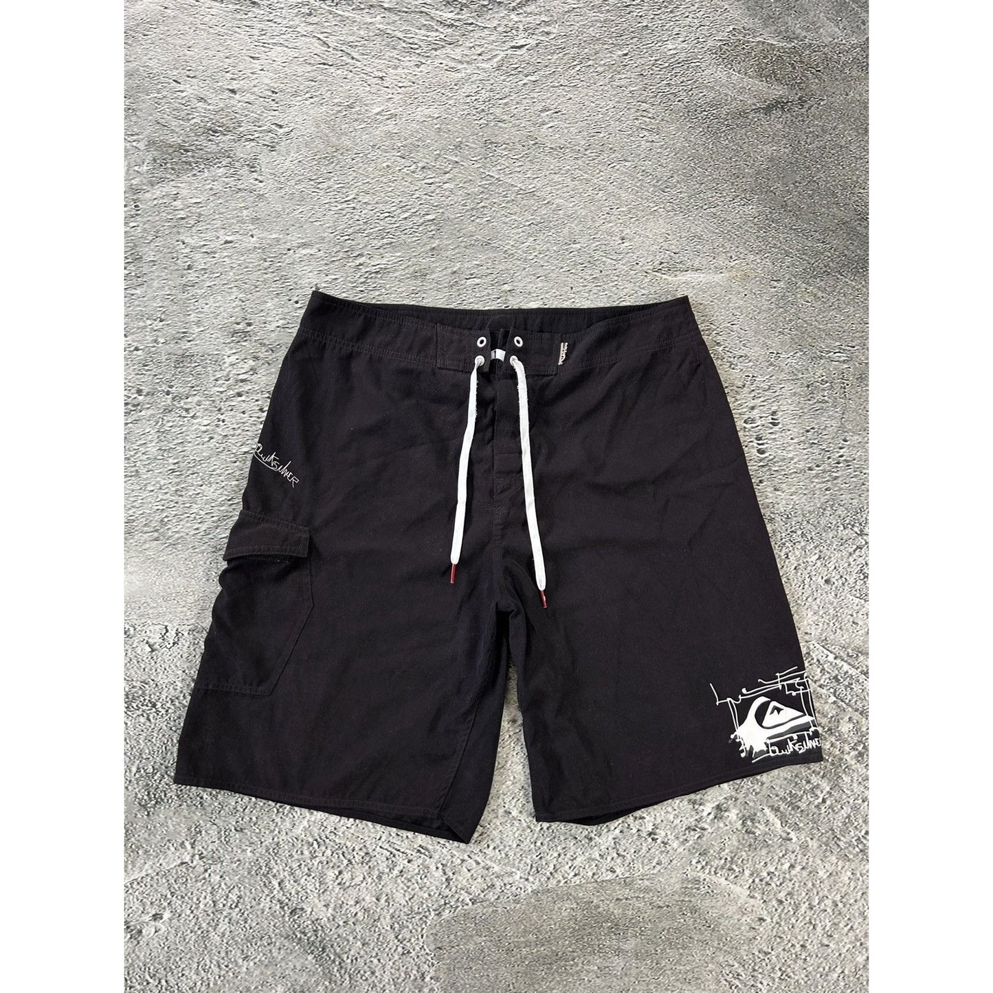 Quiksilver shorts black Y2K vintage fullprint graffiti surf