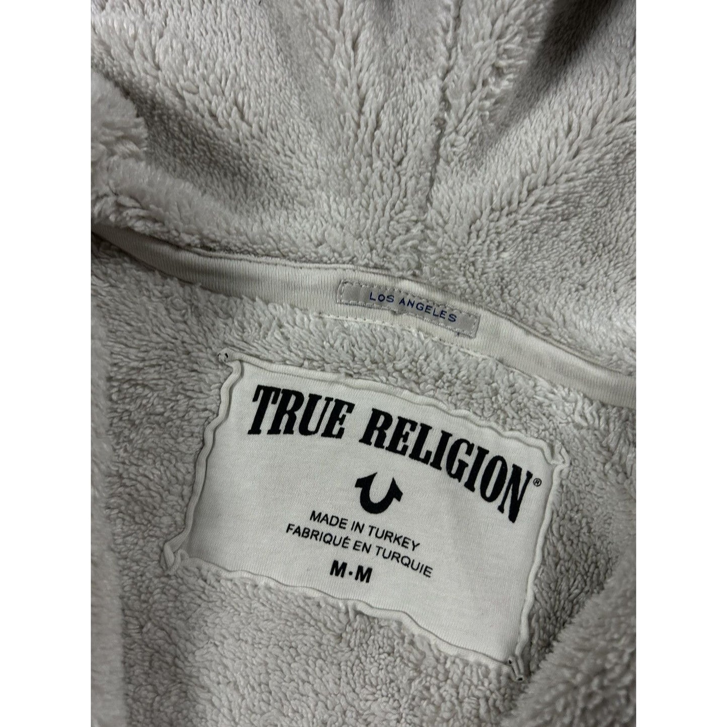 True Religion zip hoodie vintage skull rhinestones sherpa