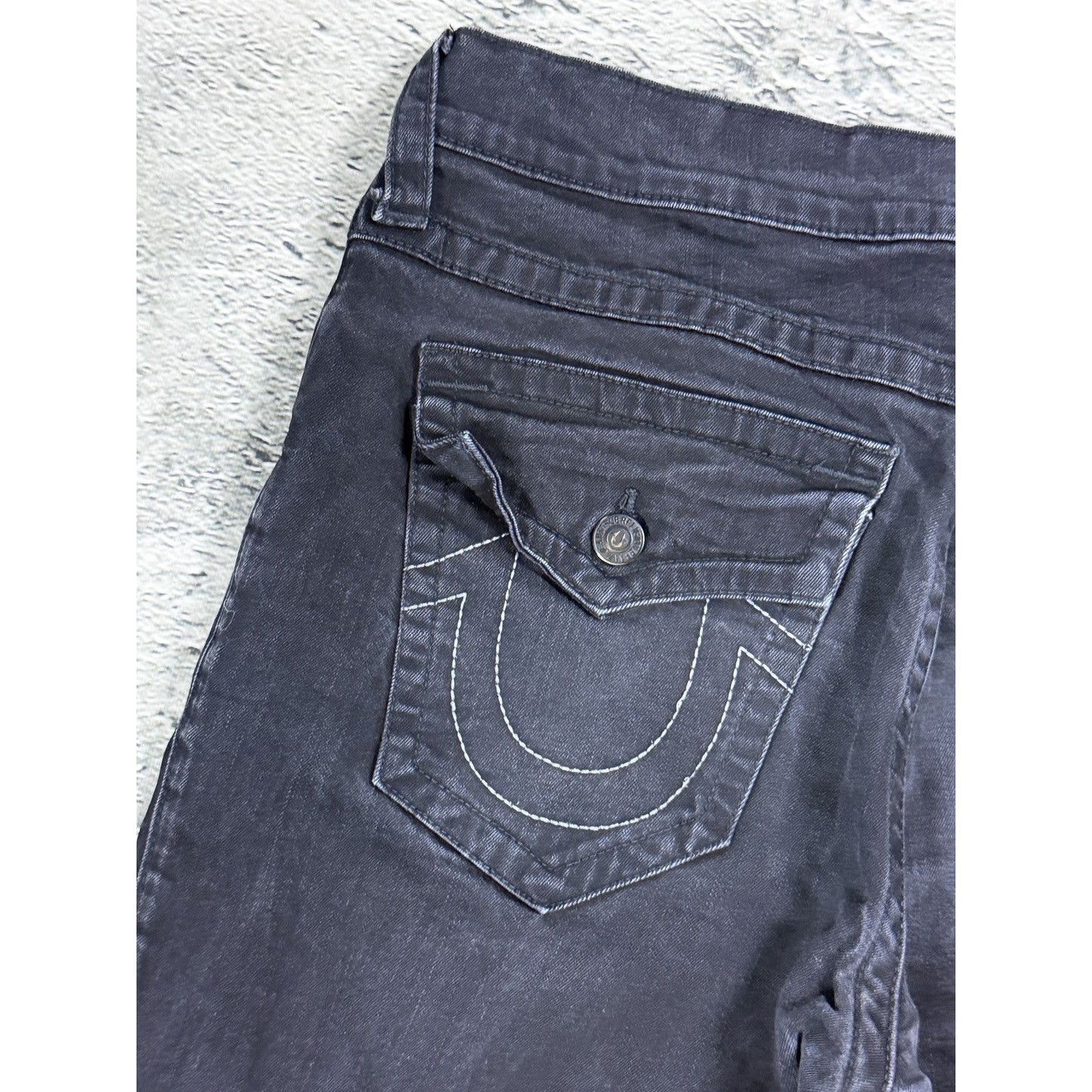 True Religion black jeans white horseshoe logo Y2K Rocco