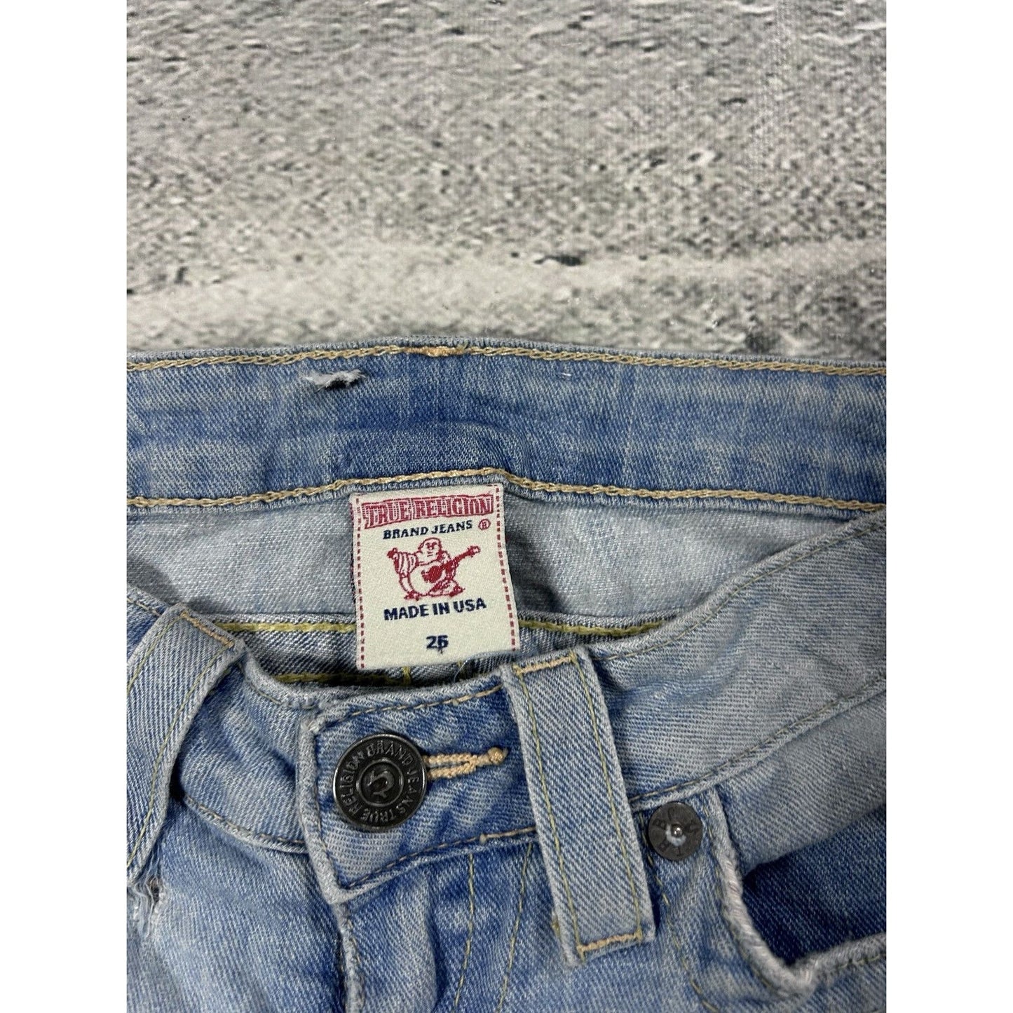 True Religion blue jeans hippie flared bootcut stitching