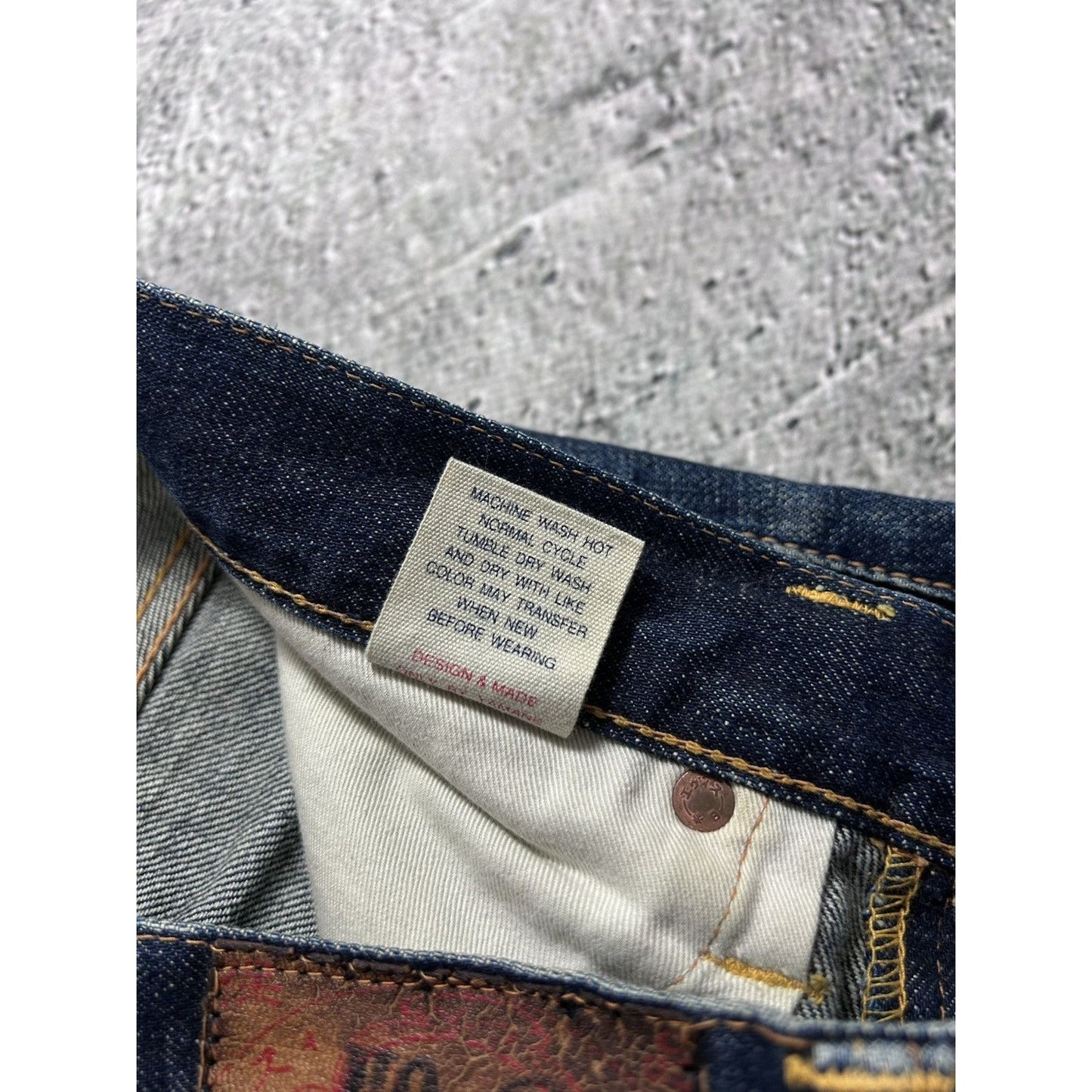 Evisu jeans vintage selvedge black baby blue daicock logo