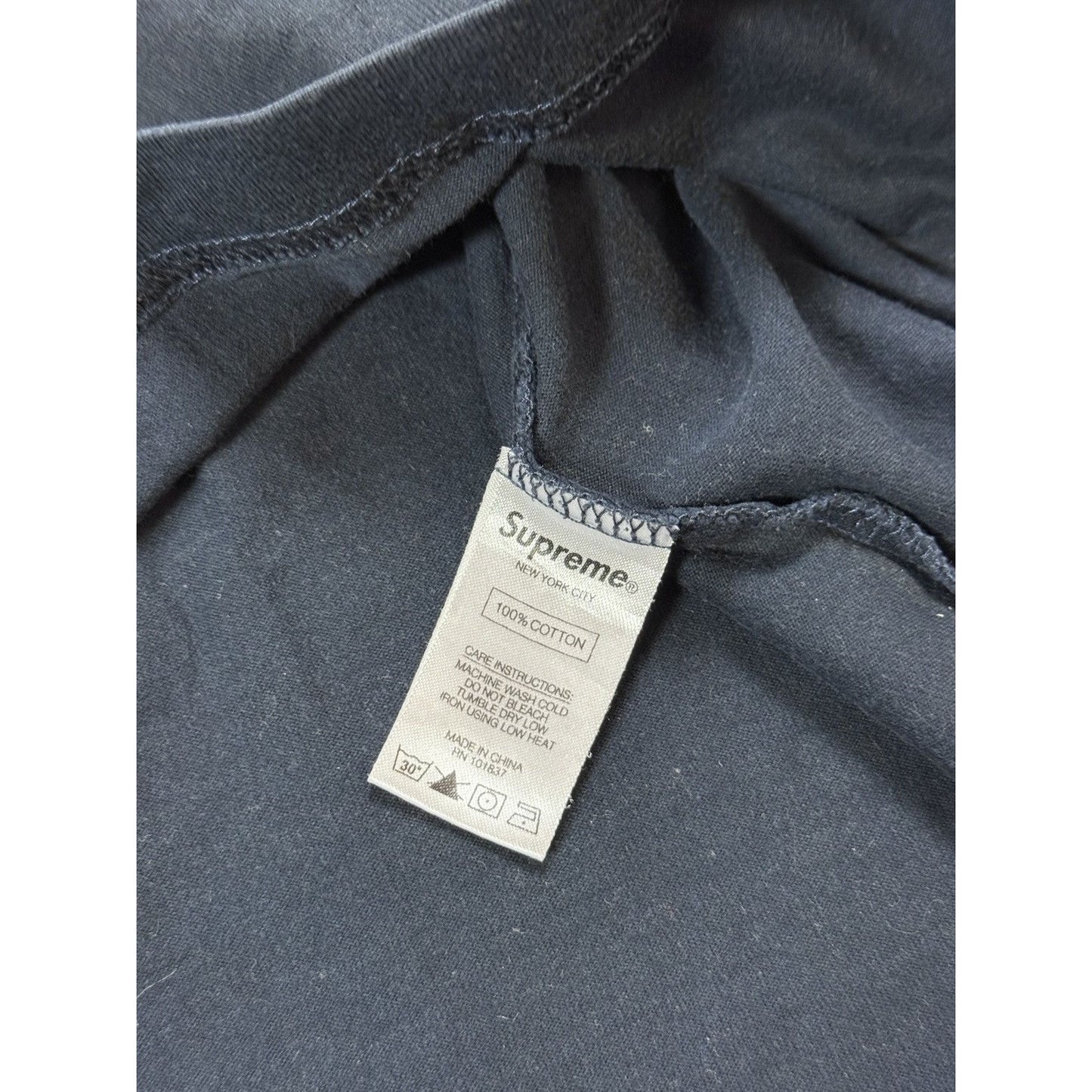 Supreme long sleeve T-shirt navy big logo 3M Reflective