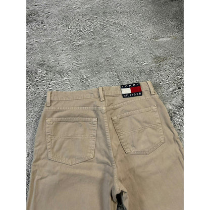 Tommy Hilfiger vintage beige chino pants big logo flag