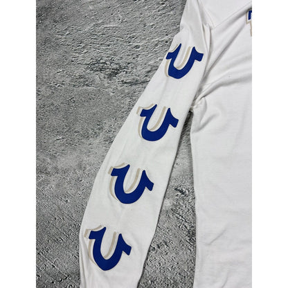 True Religion longsleeve big logo white blue horseshoe