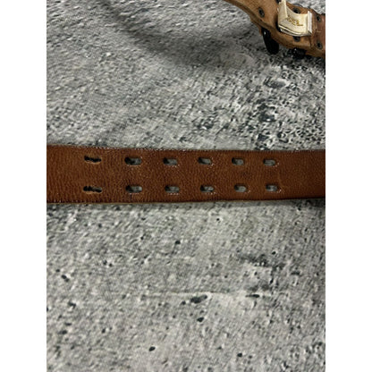Diesel belt leather big buckle brown Y2K