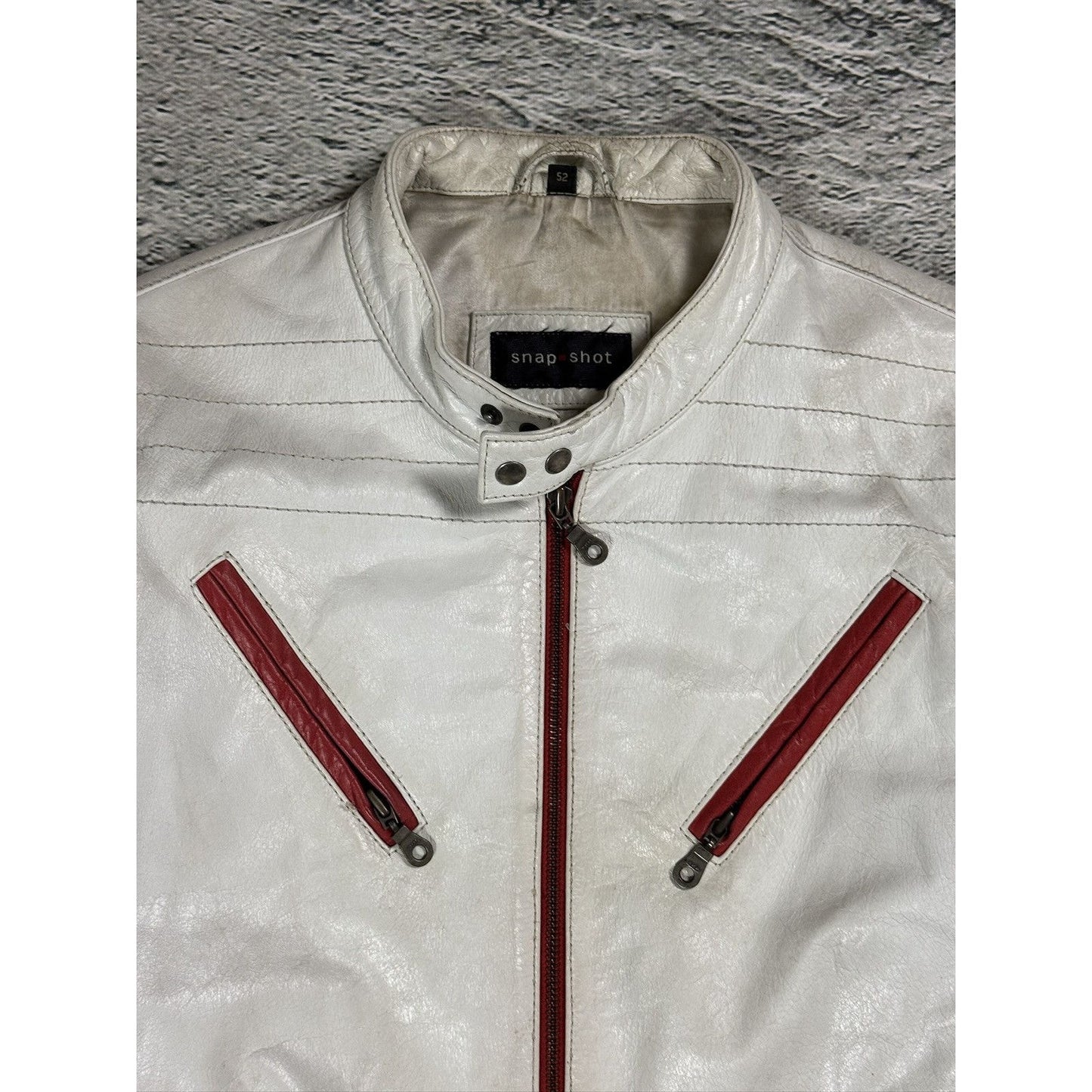 Vintage leather jacket racing white black red