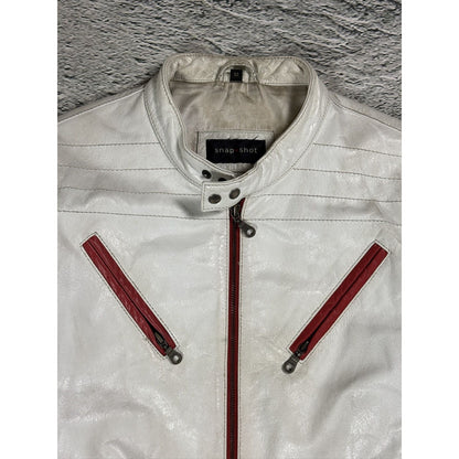 Vintage leather jacket racing white black red
