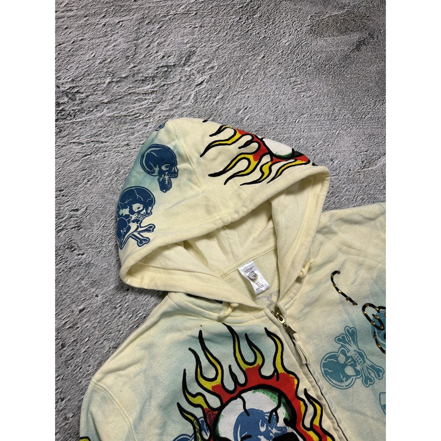 Ed Hardy zip hoodie yellow vintage Y2K Christian Audigier