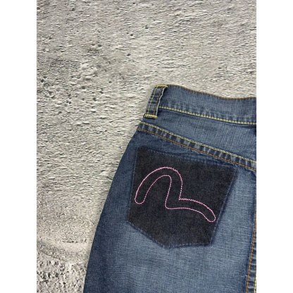 Evisu skirt mini vintage denim red seagulls Y2K