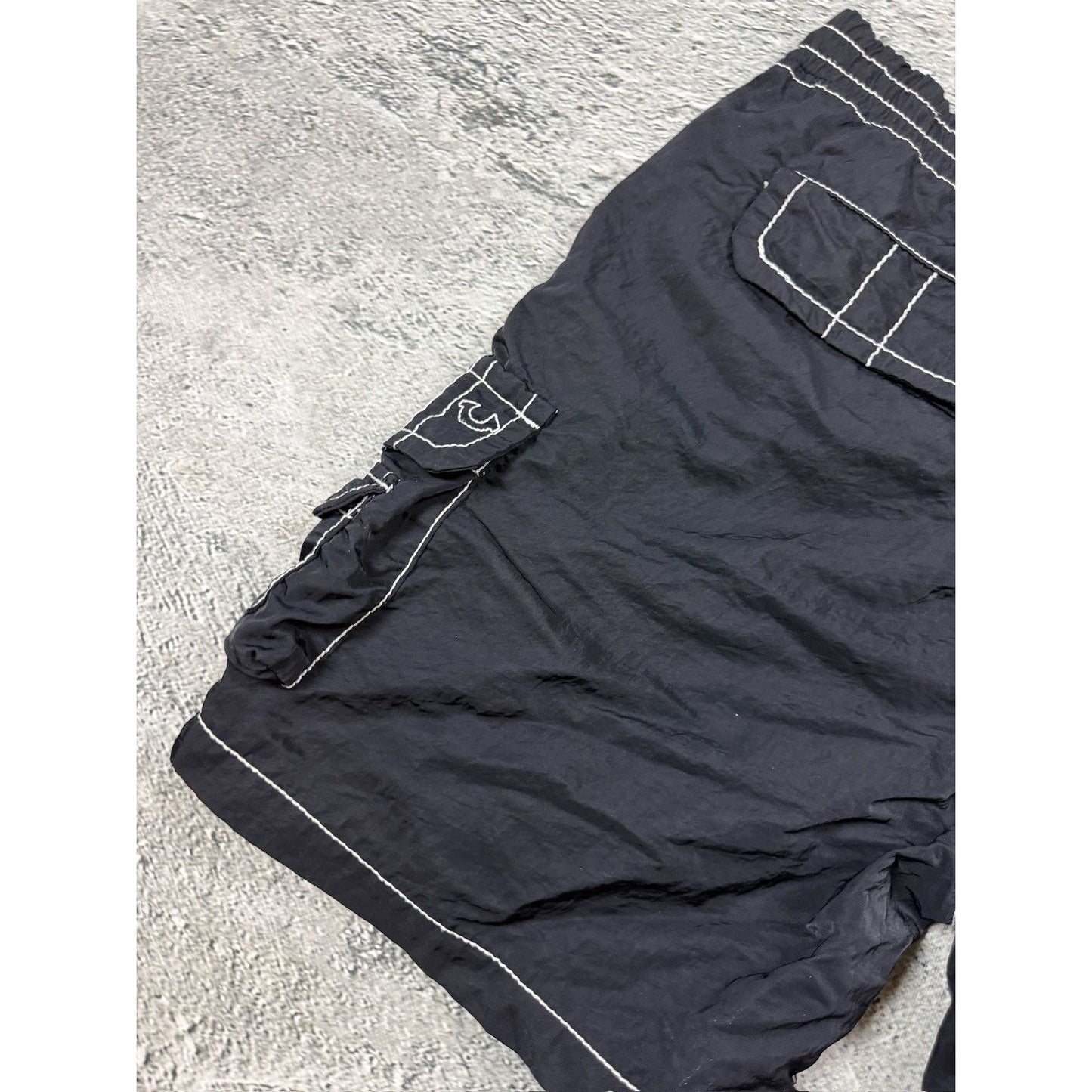 True Religion shorts black white stitching