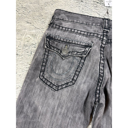 True Religion vintage grey jeans fat white stitching Ricky
