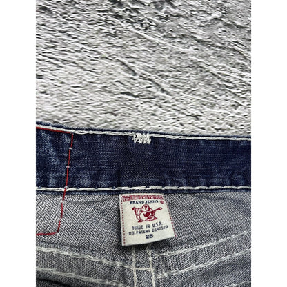 True Religion blue jeans white thick stitching Y2K