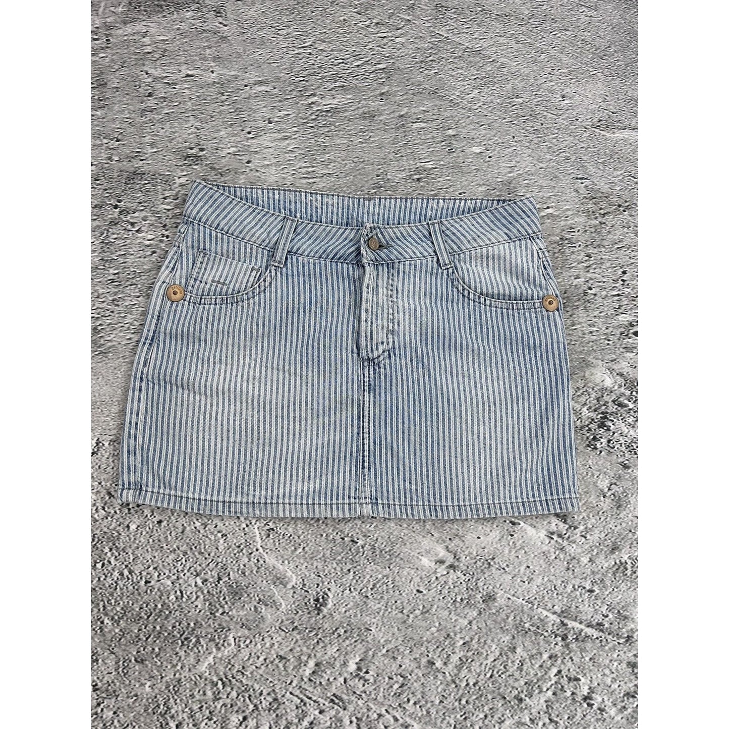 Galliano mini denim skirt striped blue