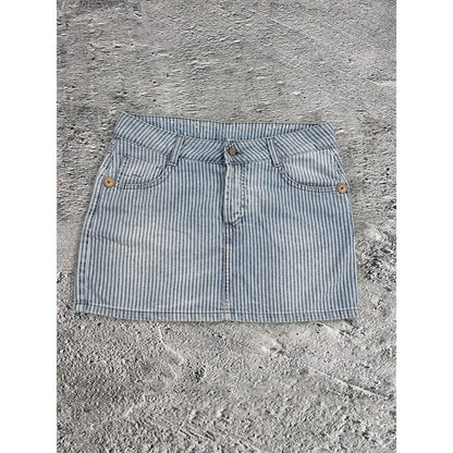 Galliano mini denim skirt striped blue