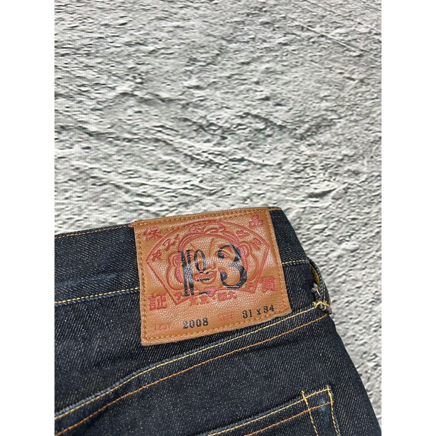 Evisu jeans vintage dark navy selvedge denim white seagull