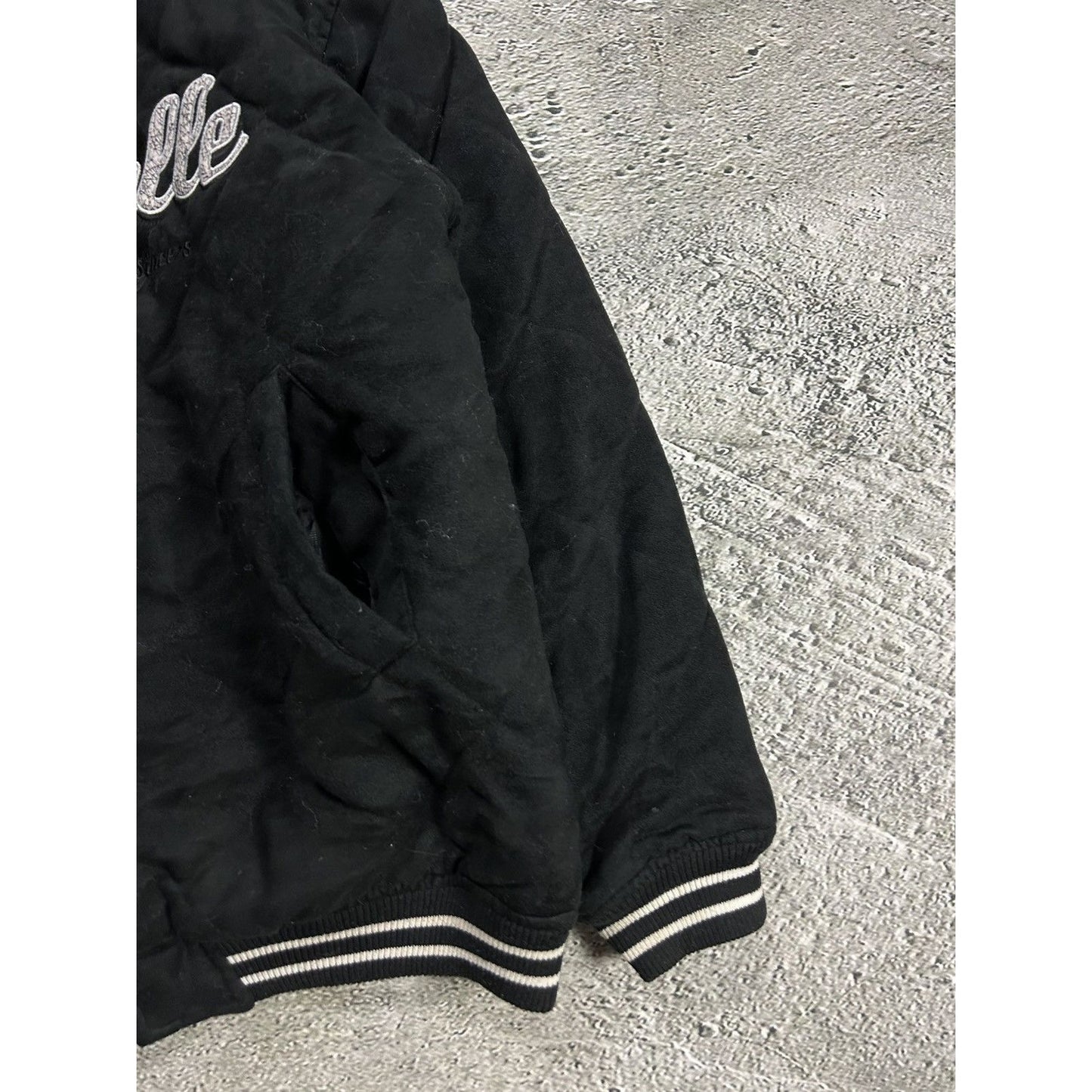 Pelle Pelle jacket big logo 90s black bomber varsity
