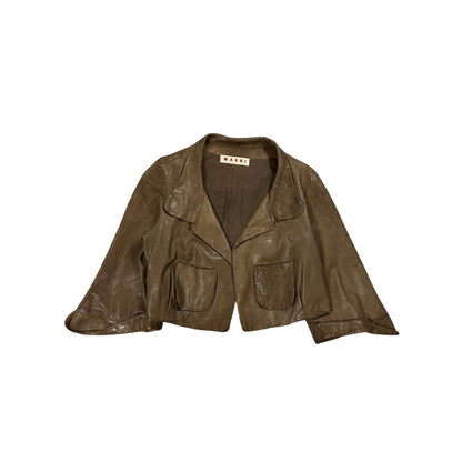 Marni lamb leather jacket ramones brown
