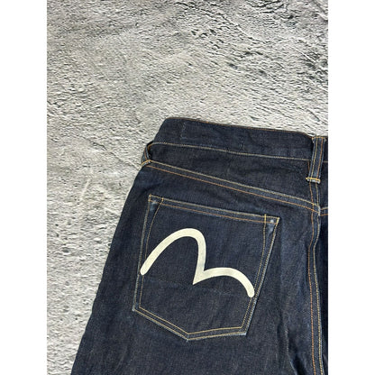 Evisu jeans vintage dark navy selvedge denim white seagull