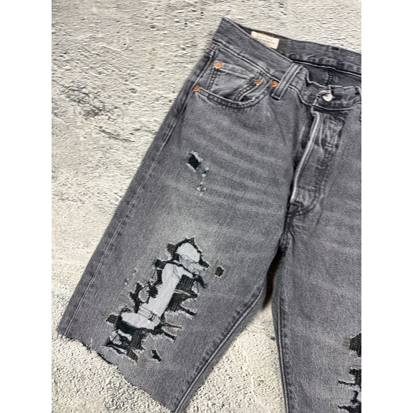 Levi’s vintage denim shorts distressed washed gray black