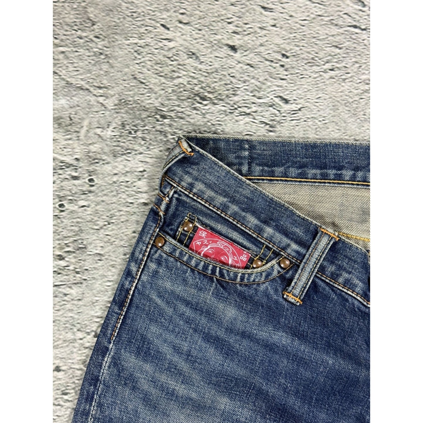 Evisu Donna jeans bootcut zip pockets white vintage