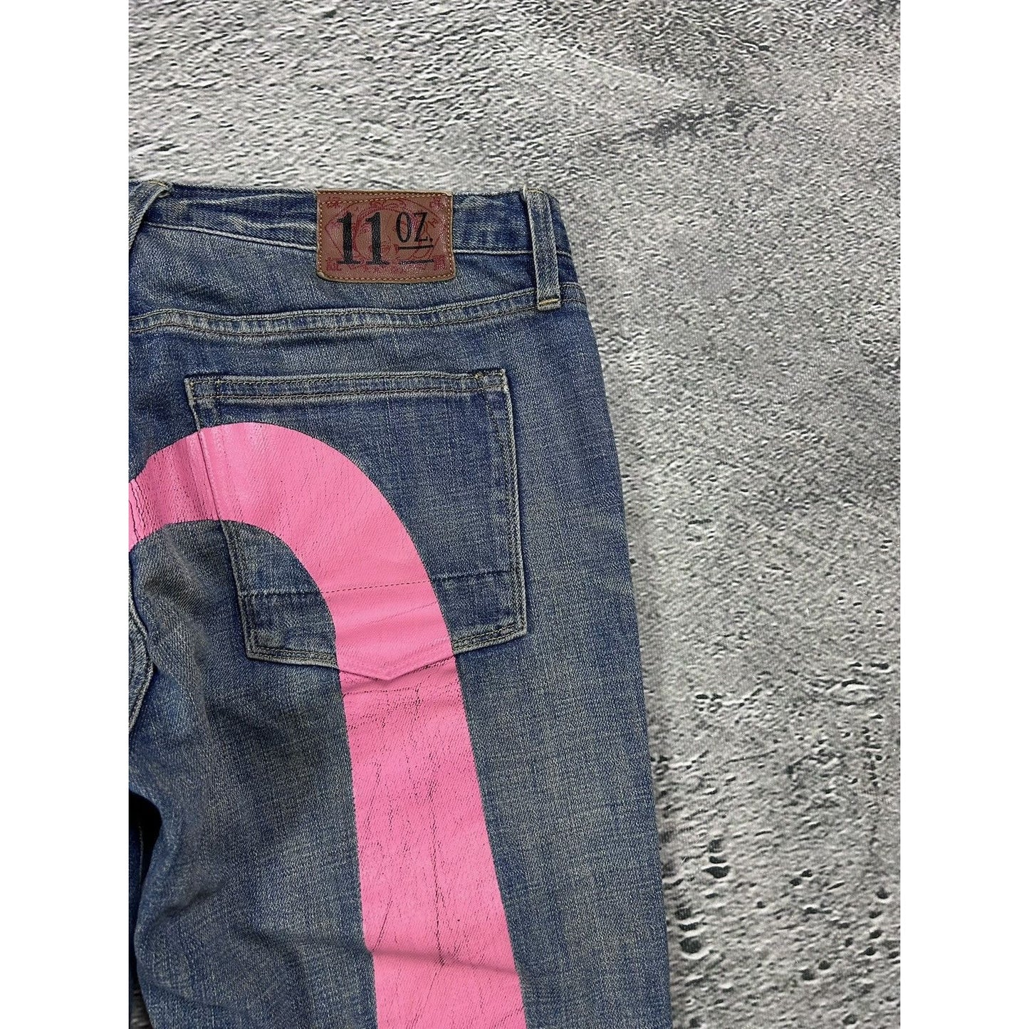 Evisu jorts daicock big logo vintage pink jeans shorts