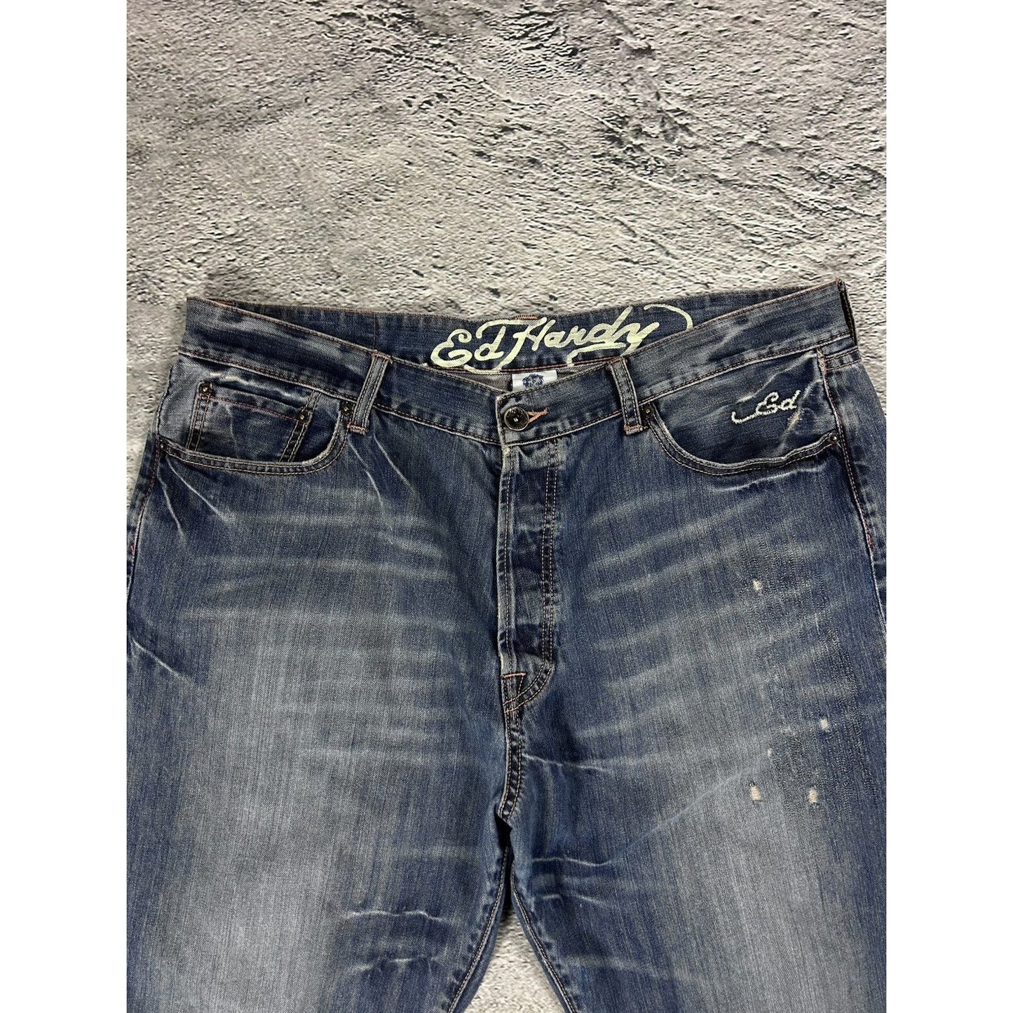 Ed Hardy Christian Audigier vintage jeans big logo pants